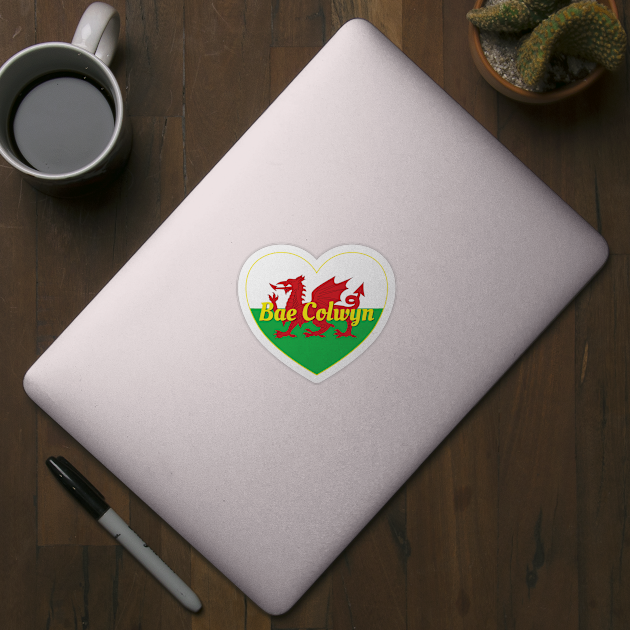 Bae Colwyn Cymru UK Baner Cymru Heart by DPattonPD